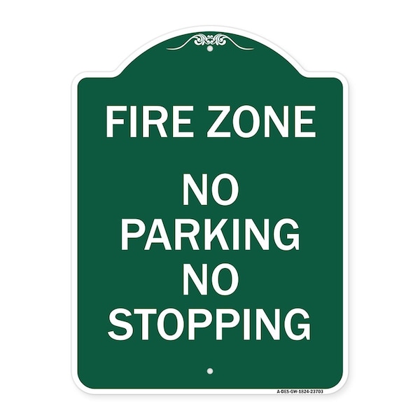 Signmission Designer Series Sign No Parking No Stopping, Green & White Aluminum Sign, 18" x 24", GW-1824-23703 A-DES-GW-1824-23703 - main